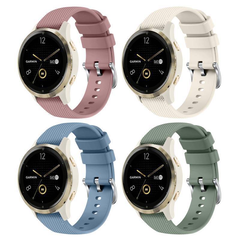 lot 28287 image: 4 Pack 18mm Silicone Bands for Garmin Venu 3S  Vivoactive 4S  Venu 2S  Vivomove 3S, Soft Sport Replacement Straps for Garmin Forerunner 255S  265S Smartwatch - Retail $9