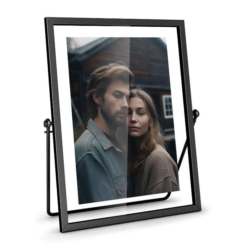 lot 73036 image: 5x7 Floating Picture Frame, Black Photo Frame, Metal Pressed Flowers Desk Picture Frame with Glass for Multiple Photo Sizes (4x6, 5x7, 6x8) Great for Photos, Gift, Pictures, Wedding, Portraits - Retail $14