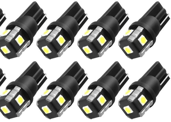 lot 27464 image: PHINLION 194 LED Light Bulb 6000K White 168 2825 W5W T10 Wedge 5-SMD 3030 Chipsets LED Replacement Bulbs for Car Interior Dome Map Reading Door Courtesy License Plate Lights, Pack of 8 - Retail $10