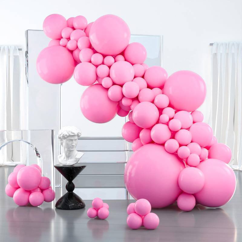 lot 73113 image: Pink Balloons 127 pcs Different Sizes of 36 18 12 10 5 Inch Matte Pink Balloon Arch Kit Garland for Baby Shower Valentines Day Princess Bachelorette Birthday Party Decorations Pink-Y11 - Retail $10