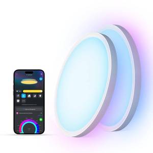 lot 1582 image: PRE OWNED, AS IS Govee Smart Ceiling Light, 2400LM RGBIC and RGBWW, 12 Inch, White 2 Packs - Retail $110