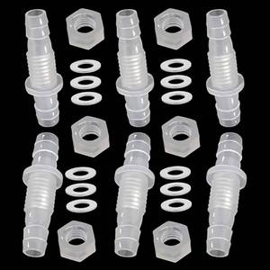 lot 1594 image: JoyTube 516 barb Thru-Bulk Bulkhead Fittings, Union Adapter Plastic Fittings with Stainless Steel Washers for Aquarium WaterFuelAir (Pack of 6) - Retail $14