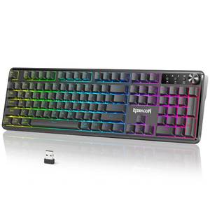 lot 1598 image: PRE OWNED, MISSING USB Redragon RM104 Wireless Gaming Keyboard with Knob, Tri-Mode BT2.4GUSB-C RGB Computer Keyboards, 4000mAh Battery, Programmable Software Support, Anti-Ghosting, Compatible with PC Mac - Retail $30