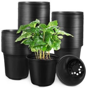 lot 1605 image: Anyumocz 120Pcs 0.5 Gallon Plant Nursery Pots,Plastic Pots with Drainage Holes,Garden Flower Container Seedling Pot for Planting,Transplanting,Succulents,Cuttings(Black) - Retail $18