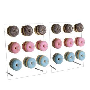 lot 1610 image: weddingwish Clear Donut Stands, Acrylic Donut Wall Display Stand, 2 Pack Donut Board for Dessert Table, Bagel Doughnuts Holder for Party Birthday Gathering - Retail $23