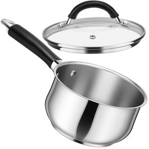 lot 1621 image: P&P CHEF 3 Quart Stainless Steel Sauce Pan Pot with Lid, Small Saucepan - Retail $21