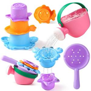 lot 1644 image: Fajiabao Toddler Bath Toys for Kids Ages 1-3 Stack, Scoop & Pour Set 5 PCS - Retail $10