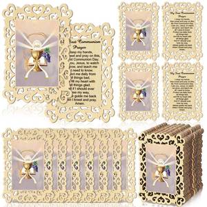 lot 1650 image: Leinuosen 24 Pcs First Holy Communion Prayer Cards Wood Religious Holy Card for Church Prayers Catholic Prayer Cards First Communion Christening Engrave Guest Gift Catholic Gifts - Retail $982