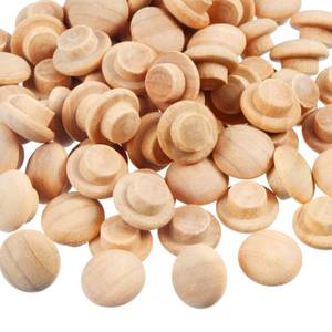 lot 1654 image: 200 Pieces Wood Plugs Screw Hole Plugs Button Screw Plug Wooden Button Plugs Hole Plugs Mushroom Wood Caps Wood Screw Covers Wooden Screw Plugs Hardwood Hole Plugs for Locking Hole(38 Inch) - Retail $10