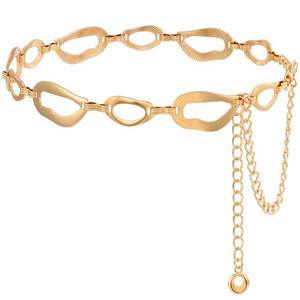 lot 1661 image: TRIWORKS Waist Chain for Women Gold Chain Belt for Dress Chunky Metal Link Waist Belt - Retail $11