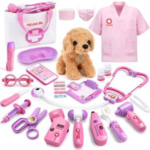 lot 1663 image: Meland Doctor Kit for Kids with Puppy, Pretend Play Toy Gift for Ages 3-6 - Retail $23