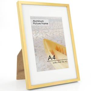 lot 1666 image: FLYJOE 11x14 Picture Frame - 11 by 14 Metal Picture Frame With Mat For 8x10  14x11 Frame Aluminum  Plexiglass And Hanging Hardware Included  11x14 Poster Frame  Gold - Retail $135