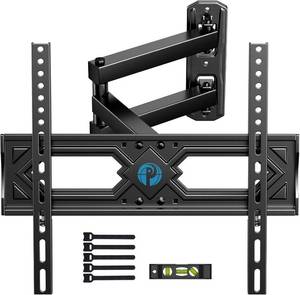 lot 1681 image: Pipishell Full Motion TV Wall Mount for 26-65 Inch Flat Curved TVs, Heavy Duty Single Articulating Arms, Corner TV Mount Up to VESA 400x400mm and 77lbs, Support Swivel, Tilt, Level Adjustment - Retail $33