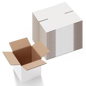 lot 1686 image: Calenzana 6x6x6 Inches Shipping Boxes Set of 15, White Corrugated Cardboard Box for Packing Mailing Small Business - Retail $23