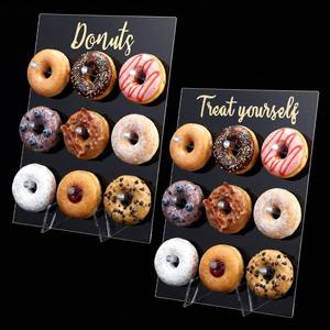 lot 1691 image: Meyeyaia 2 Pack Donut Wall Display Stand for Dessert Table, Clear Acrylic Donut Board Display Holder Wall Stand for Wedding Birthday Holiday Party Bridal Baby Shower Decorations, 13.78 x 9.84 Inch - Retail $21