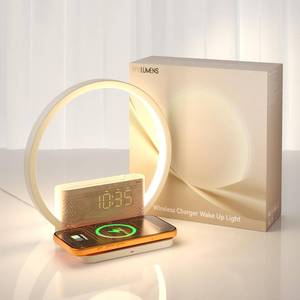 lot 1698 image: Vivilumens Sunrise Alarm Clock Wireless Charger, 10 White Noise Sound Machine Alarm Clock with 306090 Mins Timer, 3 Levels Touch Night Light Dual Clocks for Heavy Sleeper Bedroom Decor Gift for Her - Retail $44