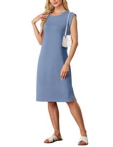 lot 1703 image: Summer Dresses for Women Sleeveless Tank Midi Dress with Pockets Blue L - Retail $814