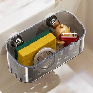 lot 1707 image: Sponge Holder with Strong Suction Cup, Dish Sponge Caddy Inside Sink Removable,Kitchen Sink Caddy Organizer for Dish Cloth, Brush, Scrubber (black) - Retail $10