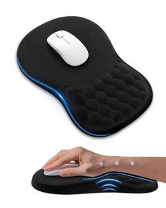 lot 1720 image: PVIPCZ Ergonomic Mouse Pad with Sloped Memory Foam Wrist Rest (Black) - Retail $20