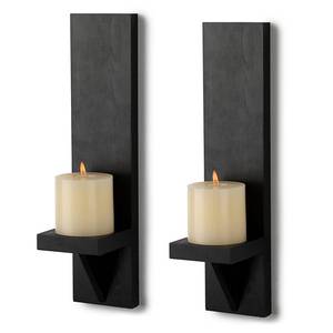 lot 1721 image: OwnMy 2PCS Wood Wall Candle Sconces Rustic Wall Mount Pillar Candle Sconces - Retail $22