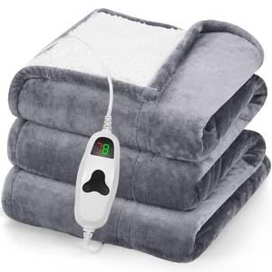 lot 1722 image: greenoak Heated Blanket Electric Throw 50X60, Heating Blanket with 10 Heat Levels 12468 Hours Auto-Off,Fleece Soft Sherpa Blanket,Gifts for Grandma Mom Seniors, Misty Grey - Retail $33