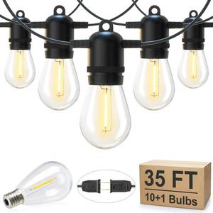lot 1724 image: Brightown Outdoor String Lights 35FT with 101 Shatterproof Edison Bulbs, Waterproof Hanging Patio Lights Outside for Backyard Deck Garden Party Xmas Decor, 2700K - Retail $20