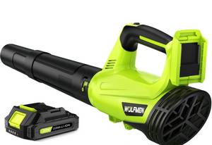 lot 1735 image: BATTERY NOT INCLUDED Leaf Blower, Electric Cordless Leaf Blower 2 Speed Mode, Lightweight Leaf Blowers for Blowing Leaves, Lawn Care, Patio Cleaning and Dust - Retail $70