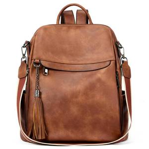 lot 1737 image: Telena Backpack Purse for Women, PU Leather Anti Theft Travel Purse Shoulder Bags with Tassel Brown - Retail $37