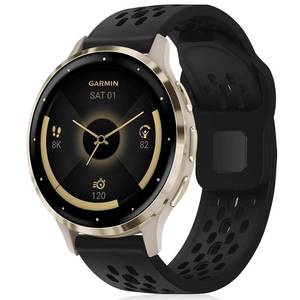 lot 1746 image: Inhosper Breathable Bands Compatible with Garmin Vivoactive 4SVivomove 3SVenu 3SVenu 2S,18mm Soft Silicone Watch Strap Replacement Wristband for Garmin Forerunner 265S255S255S Music Women Men - Retail $10