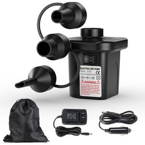 lot 1759 image: Electric Air Pump for Inflatables,Portable Quick-Fill Air Pump with 3 Nozzles,110V AC12V DC,Inflator & Deflator Pumps for Outdoor Camping,Air Mattress Beds,Boats,Inflatable Cushion,Couch,Pool Floats - Retail $12