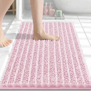 lot 1761 image: Pre Owned Arotive Bathroom Rugs Mat 30x17, Soft Absorbent Chenille Shaggy Bath Mat - Retail $18