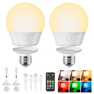 lot 1766 image: Brightown E26 Rechargeable Light Bulb with Remote and Timer - Retail $28