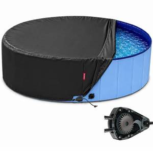 lot 1776 image: QH.HOME 63-64 Inch Round Kiddie Pool Cover with Ratchet Strap System - Retail $20