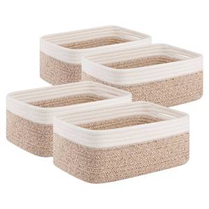 lot 1784 image: OIAHOMY 4 Pack Storage Baskets for Organizing, Small Bins for Shelves, Cute Decorative Storage Bins, Organizer Baskets for Gifts Empty, 11.8Lx7.8Wx4.7H, BrownWhite - Retail $26