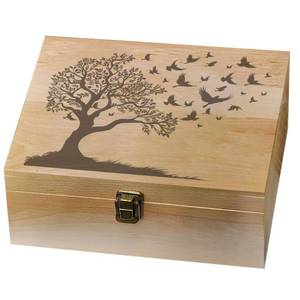 lot 1786 image: arricraft 1 Pc Wooden Memory Keepsake Box, Birds Soaring Away From a Tree Decorative Wooden Memory Box with Hinge Lids for Anniversary Photos DVDs Letters Jewelry 24.5x19.5x10.3cm - Retail $42