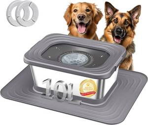 lot 1788 image: Decflow 10L Stainless Steel Dog Water Bowl, No Spill Anti-Splash Dog Bowls with XXL Silicone Mat, Spill-Proof Slow Feeder for Messy Drinkers, Heavy Duty Pet Bowls IndoorOutdoor Use - Retail $71