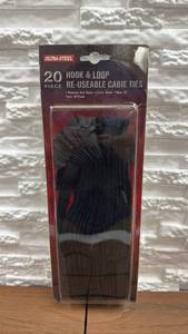 lot 23 image: Ultra Steel 20-Piece Hook & Loop Re-Useable Cable Ties 10 Inch Black