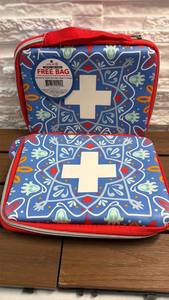 lot 28 image: Band-Aid First Aid Kit Lunch Box with Carrying Handle Red Blue - 2-Pack
