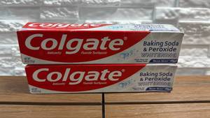 lot 36 image: Colgate Baking Soda & Peroxide Whitening Toothpaste 4.0 oz Brisk Mint - 2-Pack