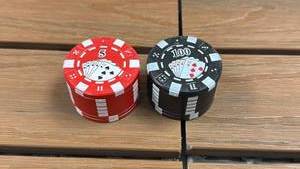 lot 80 image: 2-Pack Herb Grinder Set (Red & Black) Mesh Screen Spice Crusher
