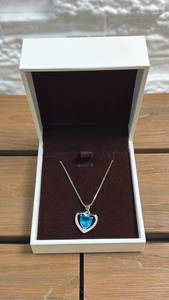 lot 148 image: Heart Pendant Necklace with Blue Stone and Chain