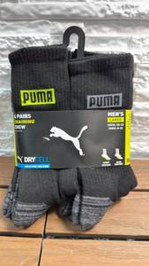 lot 188 image: Puma 6 Pairs Training Crew Socks Mens Large DryCell Moisture Wicking