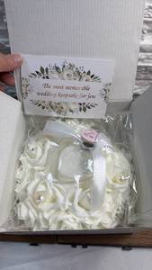 lot 242 image: Honeygifts Wedding Ring Pillow with Decorative Roses and Pearls