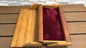 lot 273 image: Wood Jewelry Box with Burgundy Velvet Lining