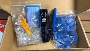 lot 279 image: Network Electronic Tools Crimper Set RJ45 T568B with Connectors and Boots
