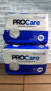 lot 293 image: ProCare Protective Underwear Large 44-58 Waist 18 Count 2-Pack
