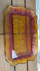 lot 296 image: Indiana Glass Tiara Amber Bread Plate - The Last Supper