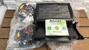 lot 302 image: NAFAY Android Car Radio Receiver with Touchscreen Display and Wiring Harness