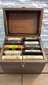 lot 307 image: 8-Track Tape Lot in Wood Storage Box