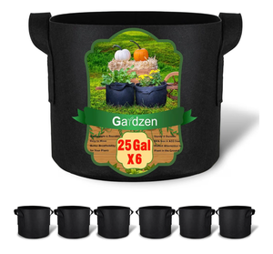 lot 311 image: Gardzen 25 Gallon Fabric Plant Grow Bags 6-Pack (first 5 photos are stock)